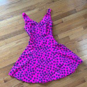 Lilly Pulitzer Clove Dress Mambo Pink Leopard Fit and Flare V Neck - Size: 0